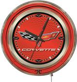 Holland GM Corvette C6 Red Face Neon Logo Clock Holland GM Corvette C6 Red Face Neon Logo Clock