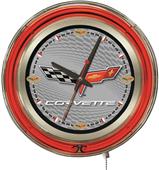 Holland GM Corvette C6 Silver Face Neon Logo Clock Holland GM Corvette C6 Silver Face Neon Logo Clock
