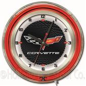 GM Corvette C6 19" Black Face Neon Logo Clock GM Corvette C6 19" Black Face Neon Logo Clock