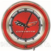 GM Corvette C6 19" Red Face Neon Logo Clock GM Corvette C6 19" Red Face Neon Logo Clock