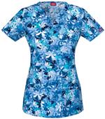 Dickies Womens Jr Fit V-Neck Camo Garden Scrub Top