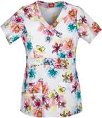 Dickies Jr Fit Mock Wrap Prism of Posies Scrub Top