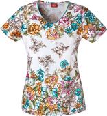 Dickies Women's Jr Fit Floral Fairy Tale Scrub Top