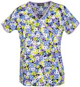 Runway Women's Camo-Fleurs Mock Wrap Scrub Top