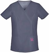 Cherokee Women's Breast Cancer Mock Wrap Scrub Top