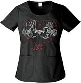 Tooniforms Women's Minnie in Love Scrub Top