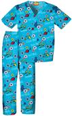 Tooniforms Kid's Dr. Seuss 1-2 Red Blue Scrub Set Tooniforms Kid's Dr. Seuss 1-2 Red Blue Scrub Set