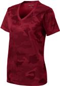 Sport-Tek Ladies' CamoHex V-Neck Tee
