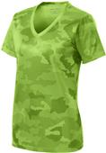 Sport-Tek Ladies' CamoHex V-Neck Tee
