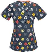 Code Happy Doodling Daisies V-Neck Scrub Top Code Happy Doodling Daisies V-Neck Scrub Top