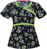 HeartSoul Womens Fleur Girl Mock Wrap Scrub Top