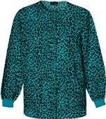 Tooniforms Women Cheetah Teal Warm-Up Scrub Jacket