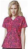 WonderWink Womens Verity V-Neck Print Scrub Top WonderWink Womens Verity V-Neck Print Scrub Top