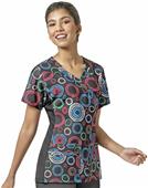 WonderWink Womens Mock Wrap Knit Print Scrub Top WonderWink Womens Mock Wrap Knit Print Scrub Top