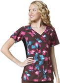 WonderWink Womens Mock Wrap Knit Print Scrub Top WonderWink Womens Mock Wrap Knit Print Scrub Top