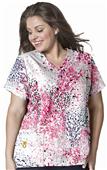 WonderWink Plus Women Curved Vneck Print Scrub Top WonderWink Plus Women Curved Vneck Print Scrub Top