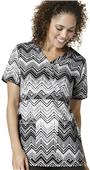WonderWink Womens Mock Y-Neck Print Scrub Top WonderWink Womens Mock Y-Neck Print Scrub Top