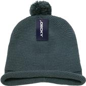 Decky Solid Roll-Up Beanie with Pom Pom Decky Solid Roll-Up Beanie with Pom Pom