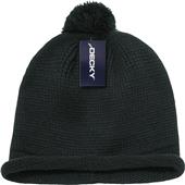 Decky Solid Roll-Up Beanie with Pom Pom Decky Solid Roll-Up Beanie with Pom Pom