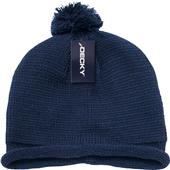Decky Solid Roll-Up Beanie with Pom Pom Decky Solid Roll-Up Beanie with Pom Pom