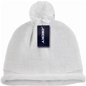 Decky Solid Roll-Up Beanie with Pom Pom Decky Solid Roll-Up Beanie with Pom Pom