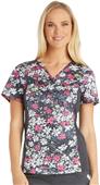 Cherokee Womens V-Neck Knit Panel Scrub Top Cherokee Womens V-Neck Knit Panel Scrub Top