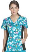 Cherokee Womens V-Neck Knit Panel Scrub Top Cherokee Womens V-Neck Knit Panel Scrub Top
