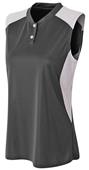 A4 Women's Sleeveless 2-Button Henley Jersey A4 Women's Sleeveless 2-Button Henley Jersey