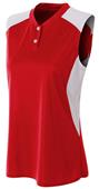 A4 Women's Sleeveless 2-Button Henley Jersey A4 Women's Sleeveless 2-Button Henley Jersey