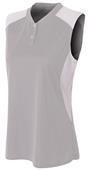 A4 Women's Sleeveless 2-Button Henley Jersey A4 Women's Sleeveless 2-Button Henley Jersey