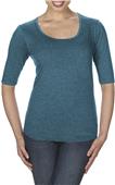 Anvil Women's Tri-Blend Deep Scoop 1/2 Sleeve Tee Anvil Women's Tri-Blend Deep Scoop 1/2 Sleeve Tee