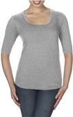 Anvil Women's Tri-Blend Deep Scoop 1/2 Sleeve Tee Anvil Women's Tri-Blend Deep Scoop 1/2 Sleeve Tee