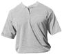 Mesh 2-Button Rib Knit Collar Baseball Jersey