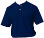 Mesh 2-Button Rib Knit Collar Baseball Jersey