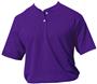 Mesh 2-Button Rib Knit Collar Baseball Jersey