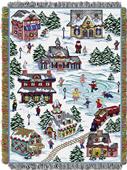 Northwest Snowy Village Woven Tapestry Throw Northwest Snowy Village Woven Tapestry Throw