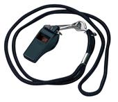 Black Plastic Whistle w/ Lanyard