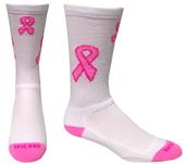 Breast Cancer White Pink Ribbon Crew Socks Breast Cancer White Pink Ribbon Crew Socks