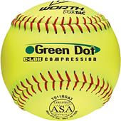 Worth 11" ASA Green Dot ProTac Slowpitch Softballs Worth 11" ASA Green Dot ProTac Slowpitch Softballs