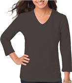 Blue Generation Ladies 3/4 Sleeve V-Neck Tee Shirt Blue Generation Ladies 3/4 Sleeve V-Neck Tee Shirt
