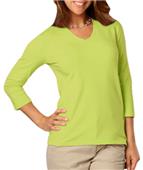 Blue Generation Ladies 3/4 Sleeve V-Neck Tee Shirt Blue Generation Ladies 3/4 Sleeve V-Neck Tee Shirt