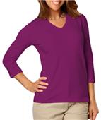 Blue Generation Ladies 3/4 Sleeve V-Neck Tee Shirt Blue Generation Ladies 3/4 Sleeve V-Neck Tee Shirt