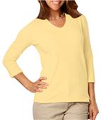 Blue Generation Ladies 3/4 Sleeve V-Neck Tee Shirt Blue Generation Ladies 3/4 Sleeve V-Neck Tee Shirt