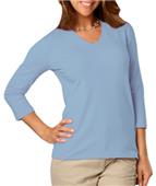 Blue Generation Ladies 3/4 Sleeve V-Neck Tee Shirt Blue Generation Ladies 3/4 Sleeve V-Neck Tee Shirt