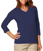 Blue Generation Ladies 3/4 Sleeve V-Neck Tee Shirt Blue Generation Ladies 3/4 Sleeve V-Neck Tee Shirt