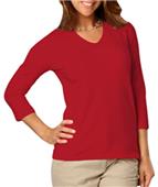Blue Generation Ladies 3/4 Sleeve V-Neck Tee Shirt Blue Generation Ladies 3/4 Sleeve V-Neck Tee Shirt
