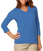 Blue Generation Ladies 3/4 Sleeve V-Neck Tee Shirt Blue Generation Ladies 3/4 Sleeve V-Neck Tee Shirt