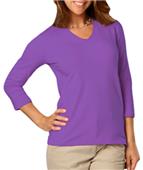 Blue Generation Ladies 3/4 Sleeve V-Neck Tee Shirt Blue Generation Ladies 3/4 Sleeve V-Neck Tee Shirt