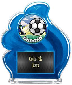 BLUE TROPHY - HD SOCCER MYLAR/BLACK PLATE