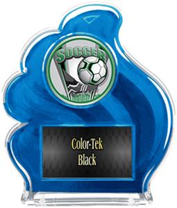 BLUE TROPHY - PROSPORT SOCCER MYLAR/BLACK PLATE